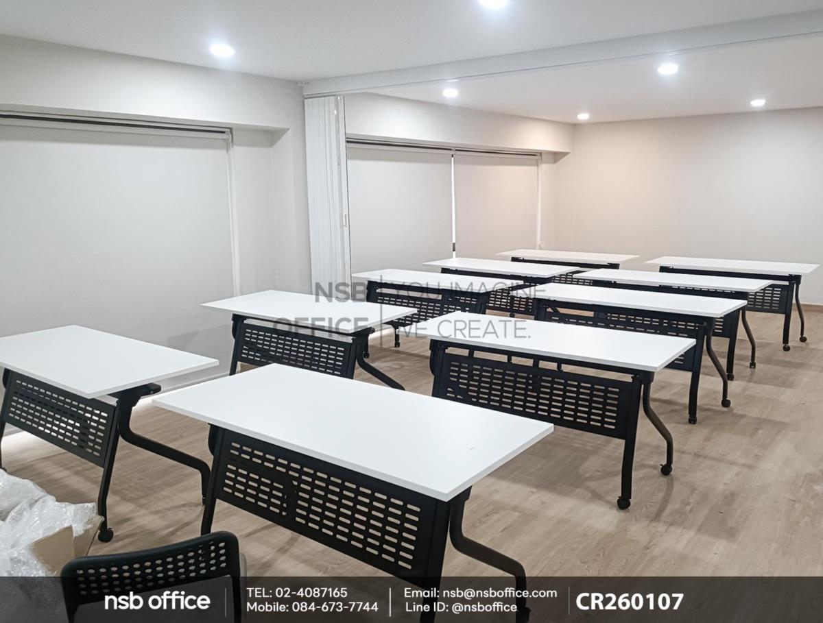 โต๊ะประชุมพับเก็บได้ล้อเลื่อน บังตาเหล็ก ที่วางของใต้ท็อป ล้อล็อกได้