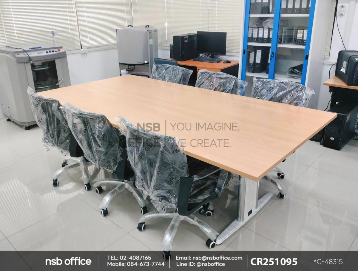 โต๊ะประชุมทรงสี่เหลี่ยมใช้คู่กับเก้าอี้สำนักงานหลังเน็ต