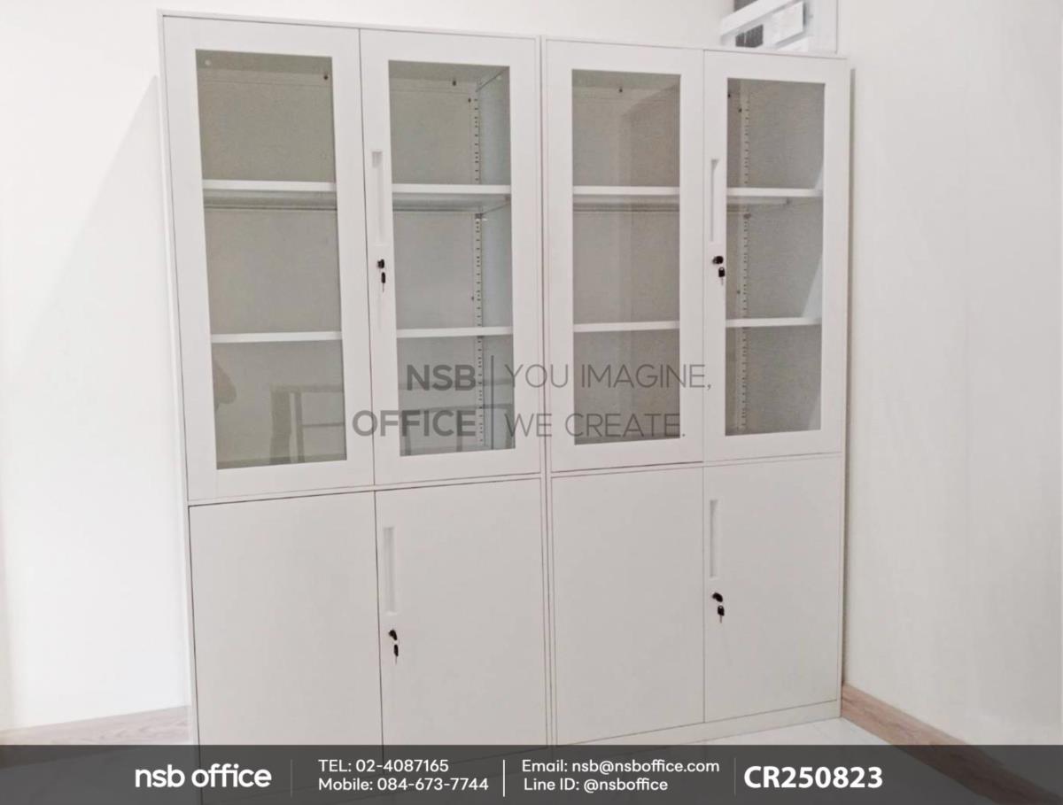 ตู้เอกสารเหล็ก 4 บานเปิด หนาพิเศษ 0.8mm (ผลิตสีขาว)