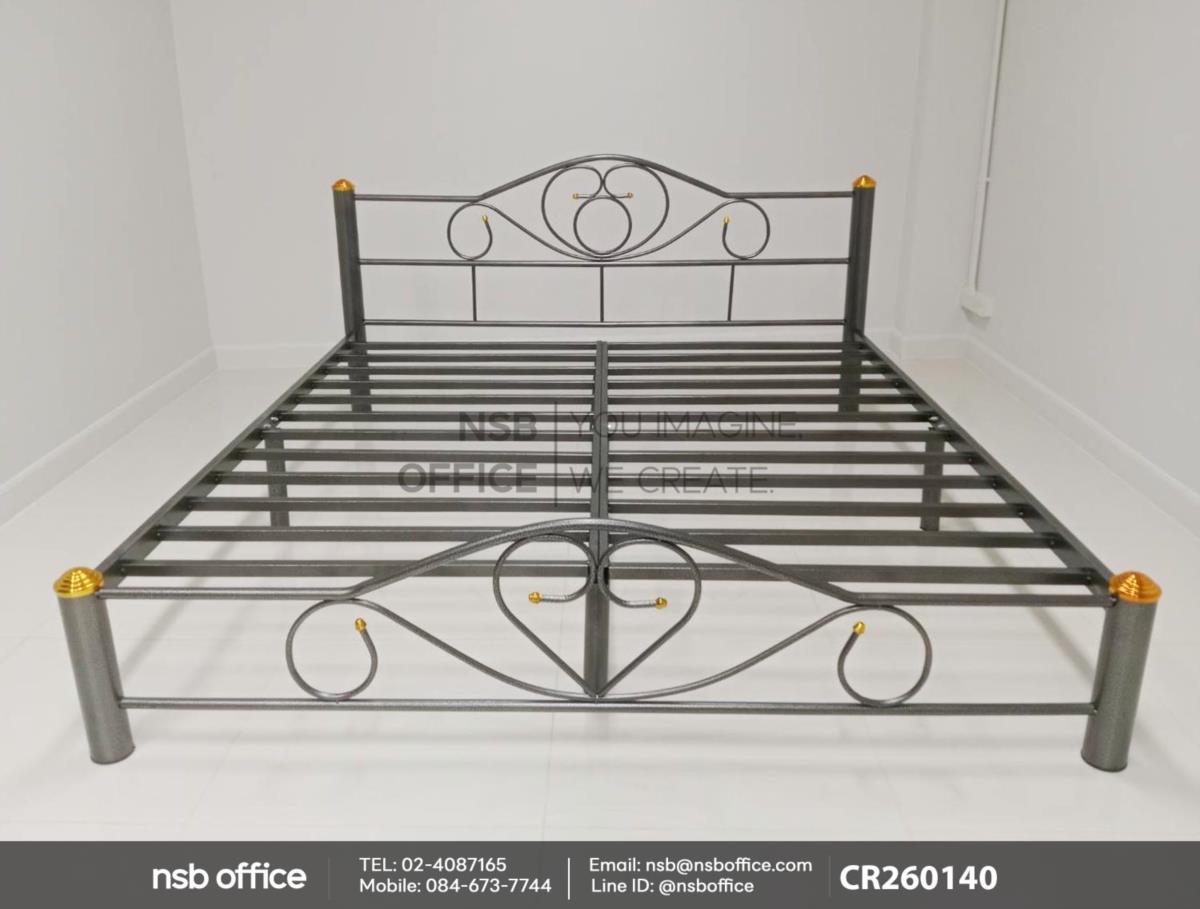 เตียงเหล็ก 6 ฟุต โครงเหล็กสีหินเกร็ด