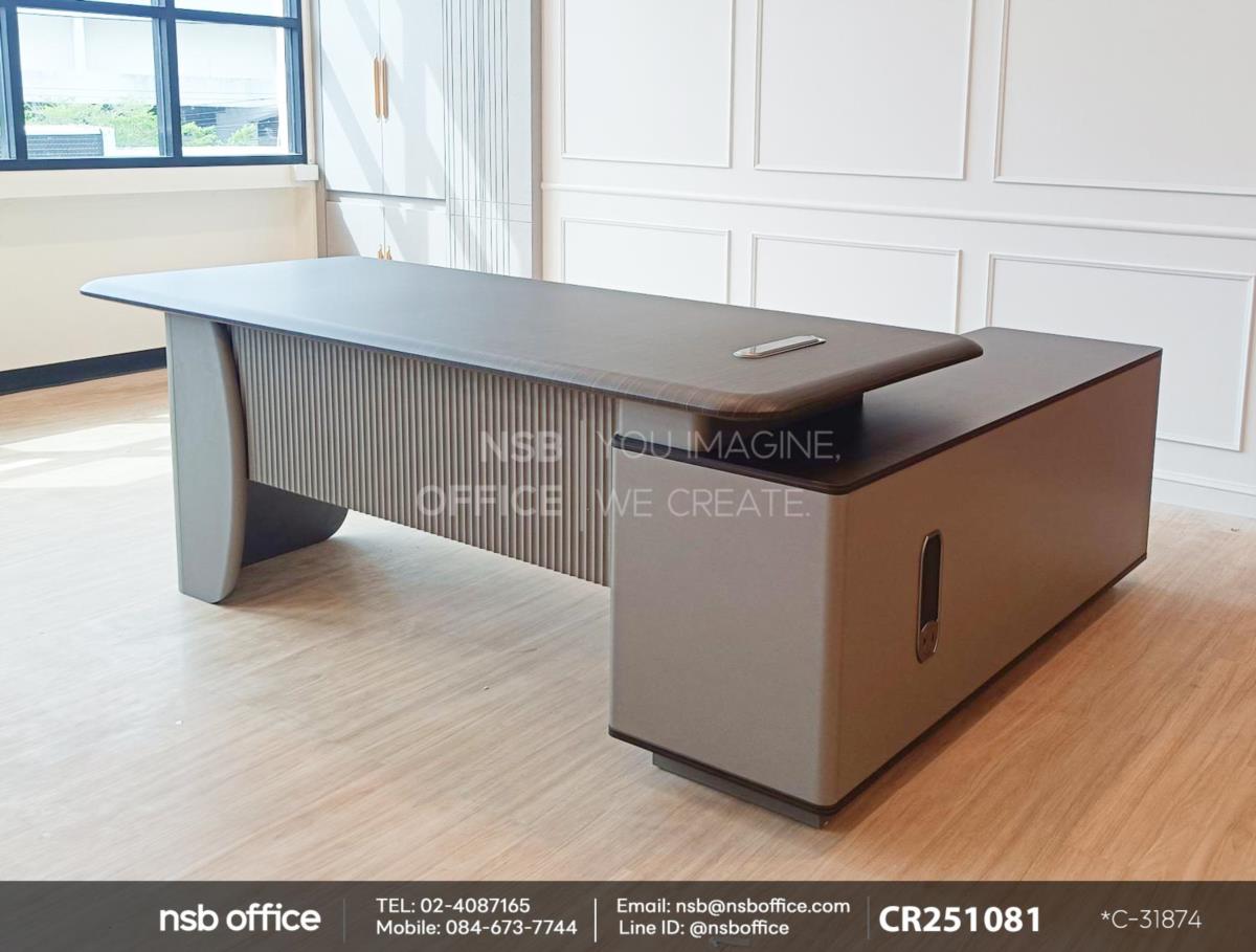 โต๊ะผู้บริหารตัวแอลใช้งานคู่กันกับเก้าอี้ผู้บริหาร