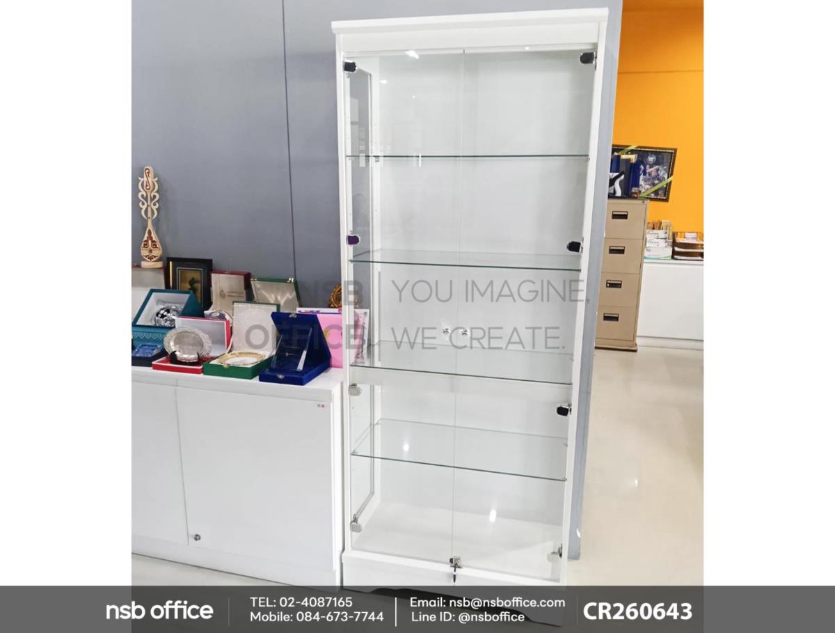 ตู้โชว์กระจกดาวน์ไลท์ 2 บานเปิด ขนาด 80W cm. (รุ่นพิเศษไฟ LED)