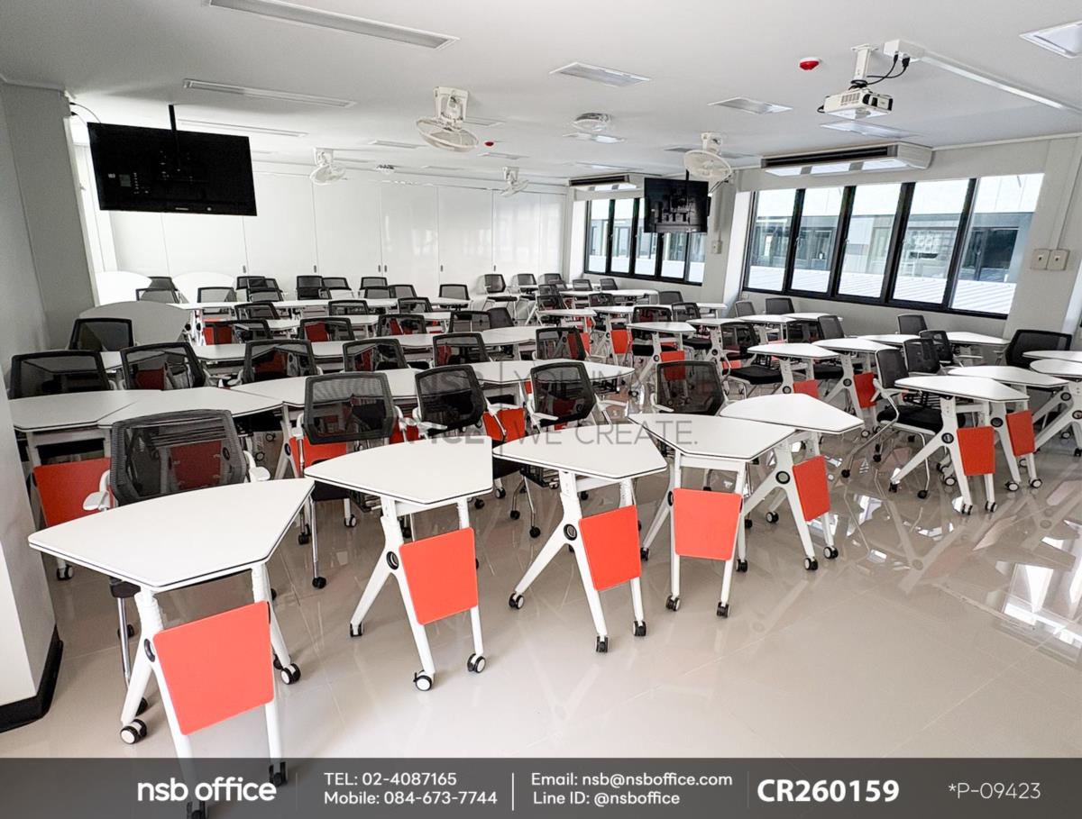 โต๊ะพับล้อเลื่อน 1/6 มีที่เก็บของใต้โต๊ะ ใช้งานคู่กับเก้าอี้อเนกประสงค์หลังเน็ต