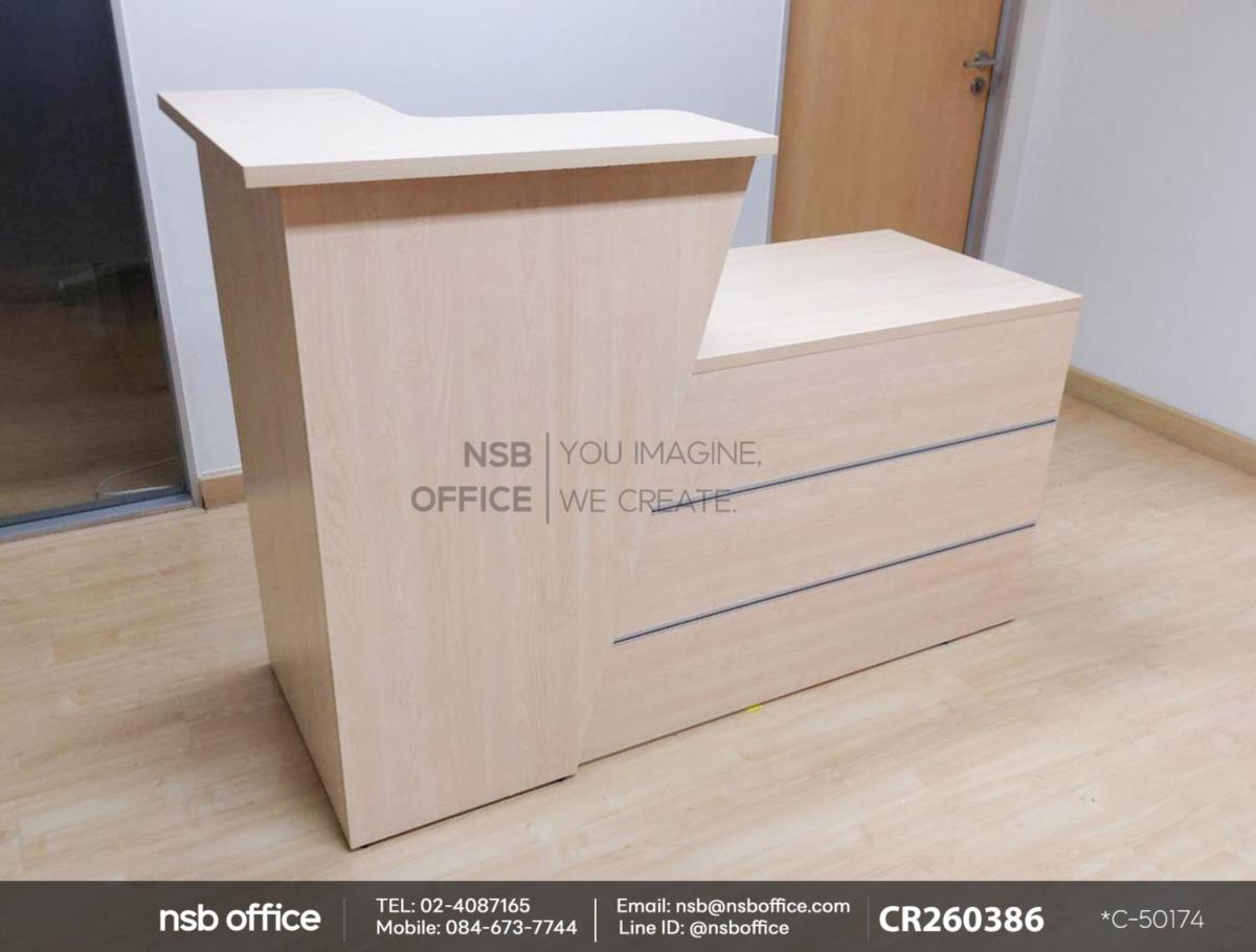 เคาน์เตอร์ผสมโต๊ะคอมพิวเตอร์หน้าเฉียง พร้อม 3 ลิ้นชักข้าง