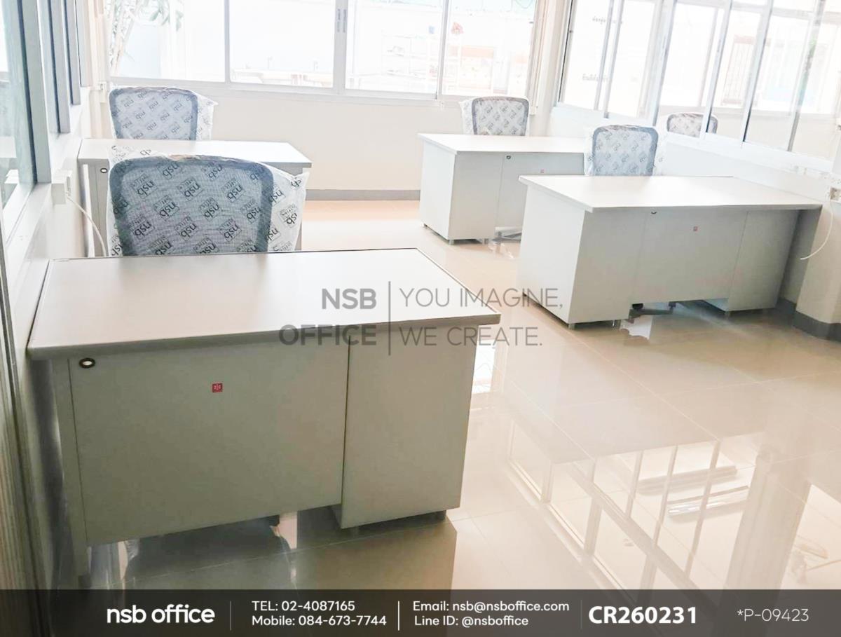 โต๊ะทำงานเหล็ก 4 ลิ้นชัก ใช้งานคู่กับตู้เอกสารเหล็กบานเลื่อนทึบ