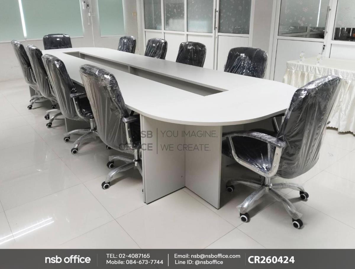 โต๊ะประชุมหัวโค้งขาไม้ ใช้งานคู่กันกับเก้าอี้ผู้บริหาร