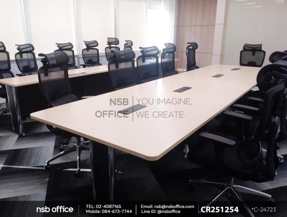 โต๊ะประชุมทรงสี่เหลี่ยมเสริมการใช้งานด้วยเก้าอี้ผู้บริหารหลังเน็ต