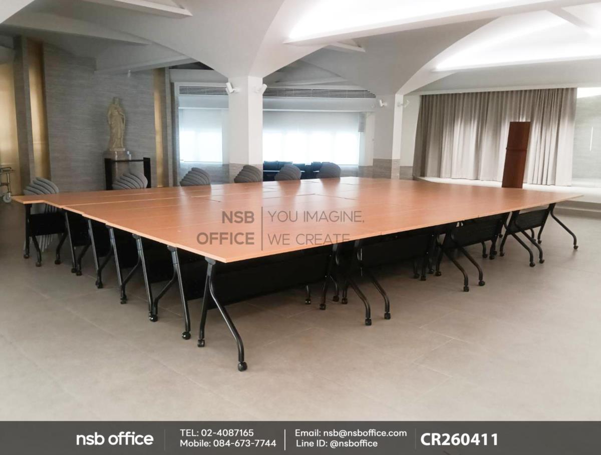  โต๊ะประชุมพับเก็บได้ล้อเลื่อนโครงขาเหล็กสีดำ บังตาเหล็ก ล้อล็อกได้