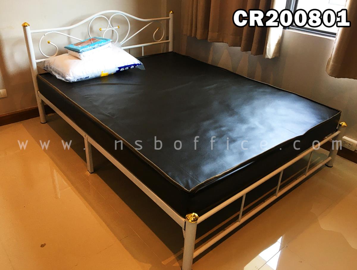 เตียงเหล็ก 5 ฟุต รุ่นมาตรฐาน หนา 0.7 mm. ขนาด 152.4W* 200D* 33H cm. (ลายบัว)