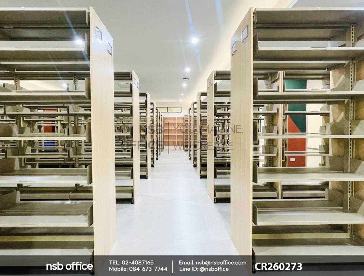ชั้นห้องสมุด 6 ชั้นพร้อมแผ่นไม้ปิดข้าง