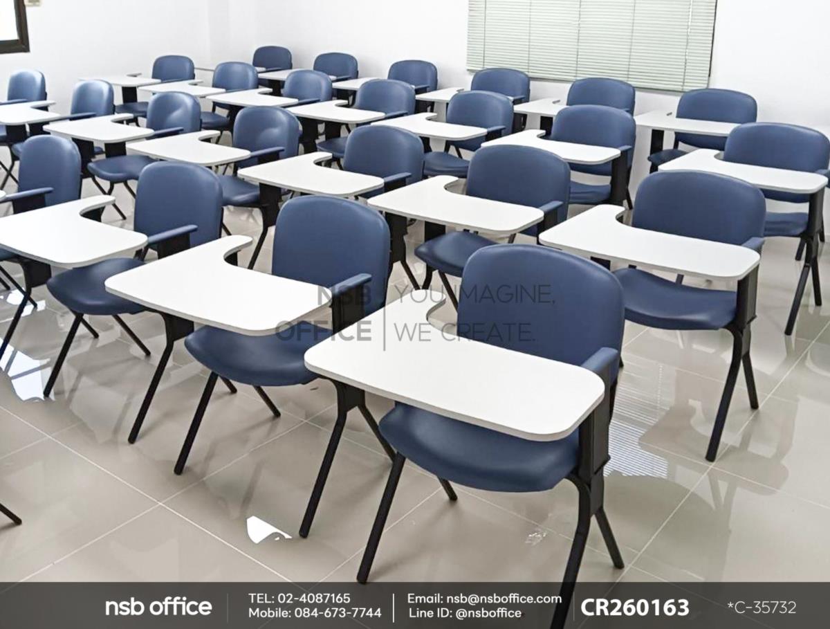 เก้าอี้เลคเชอร์ ขาเหล็กพ่นดำ แผ่นเลคเชอร์ยาวพิเศษ