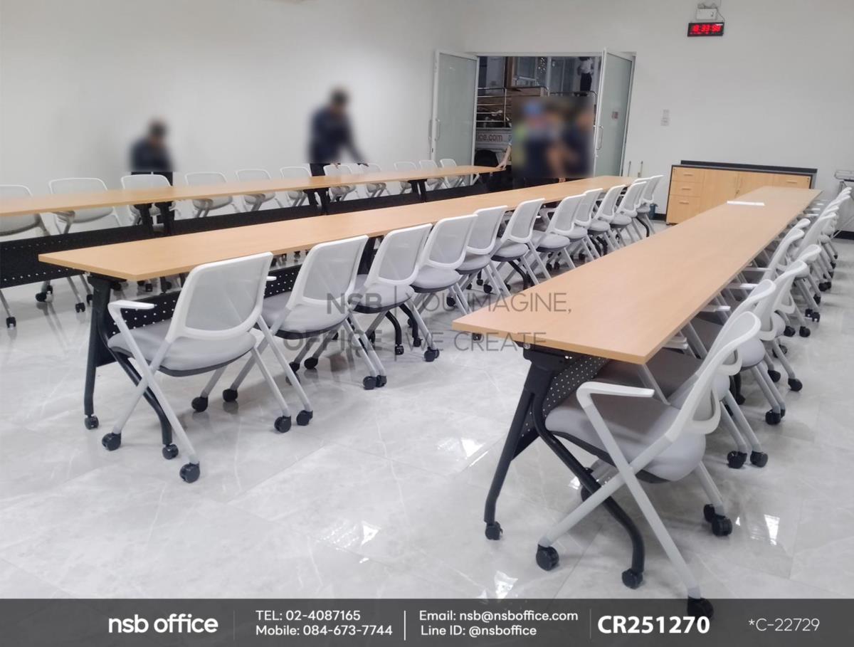 โต๊ะประชุมพับเก็บได้ล้อเลื่อนและเก้าอี้อเนกประสงค์หลังเน็ต