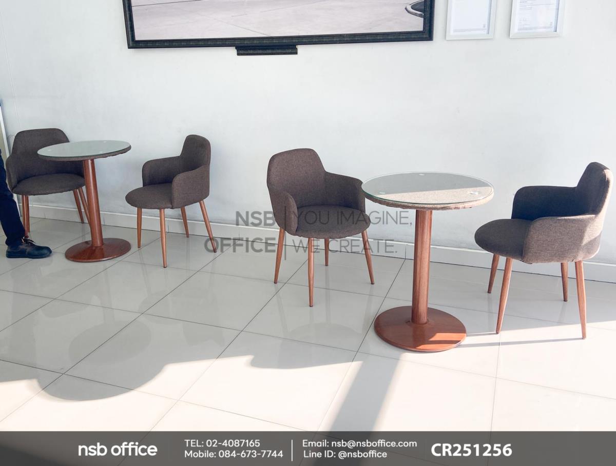 ชุดโต๊ะบาร์หน้ากระจก 2 ที่นั่งพร้อมเก้าอี้เบาะหุ้มผ้า ขาเหล็กลายไม้