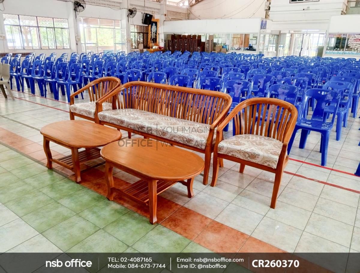 ชุดโซฟาไม้สักพร้อมโต๊ะกลางไม้ล้วน