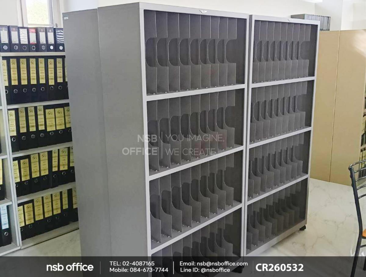 ชั้นวางแฟ้มเหล็กตั้งล้อเลื่อน 4 ชั้น 40 ช่อง