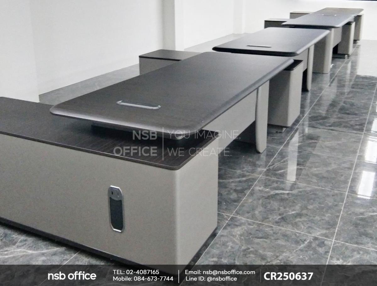 โต๊ะผู้บริหารตัวแอล ขนาด 220W cm. พร้อมตู้ข้าง