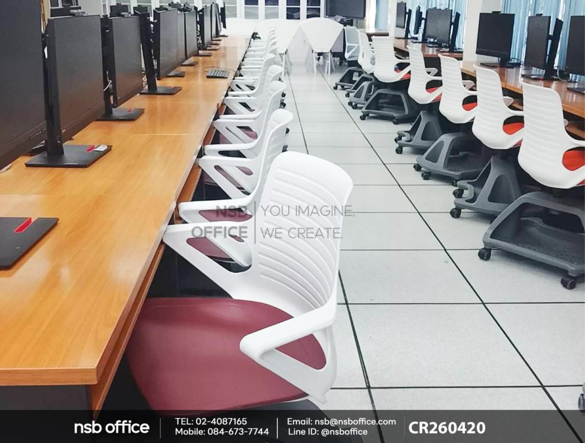 โต๊ะคอมพิวเตอร์เสริมการใช้งานด้วยเก้าอี้เฟรมโพลี่ล้อเลื่อน