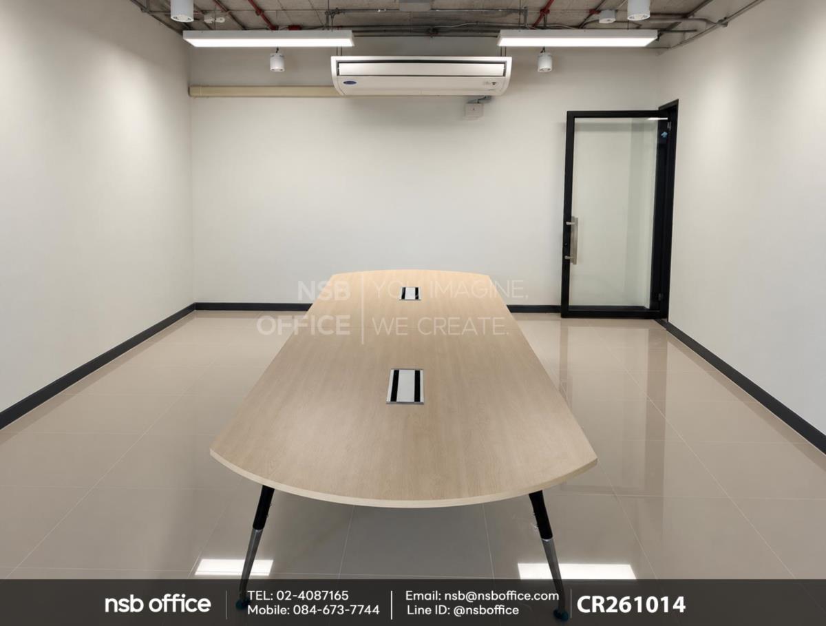 โต๊ะประชุมหัวโค้ง ขาปลายเรียว รุ่น Coryn I (คอลิน 1) ลึก 120 cm. ขากลางมีกล่องนำสายไฟ