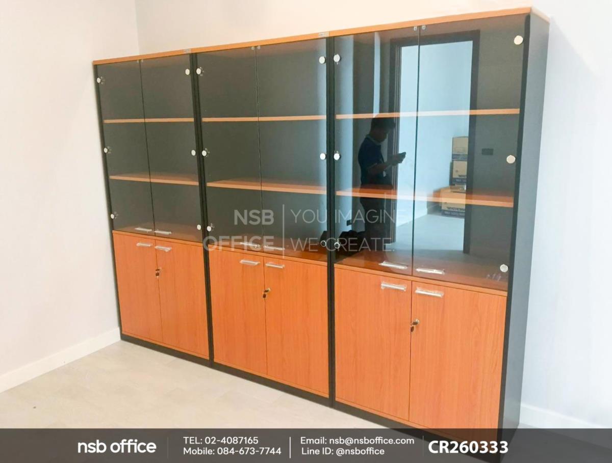 ตู้เอกสาร 5 ชั้น บนบานเปิดกระจก ล่าง 2 บานเปิดทึบ