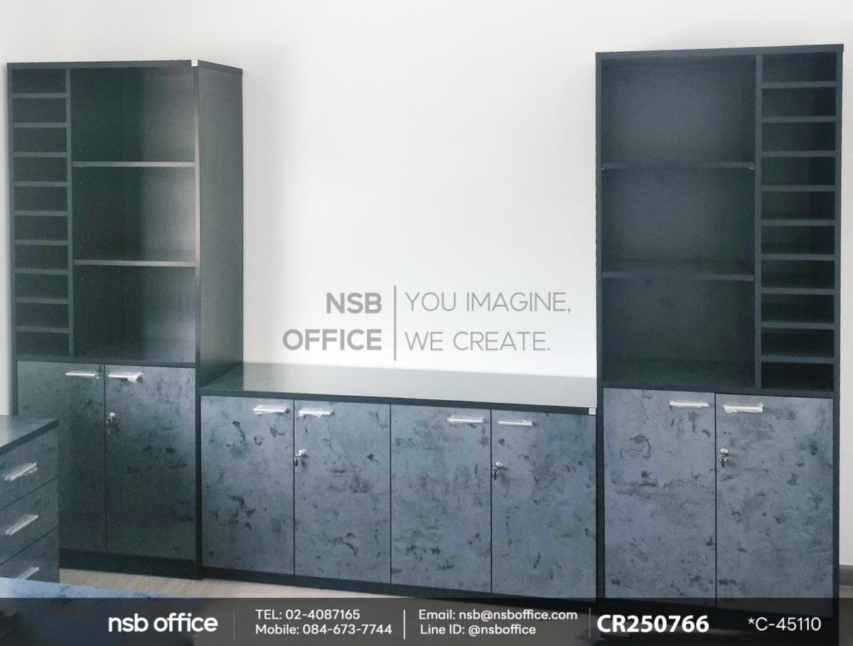 ตู้เอกสาร บนโล่ง ล่าง 2 บานเปิด ช่องโล่งเสริมตู้เก็บเอกสารเตี้ย 4 บานเปิด 