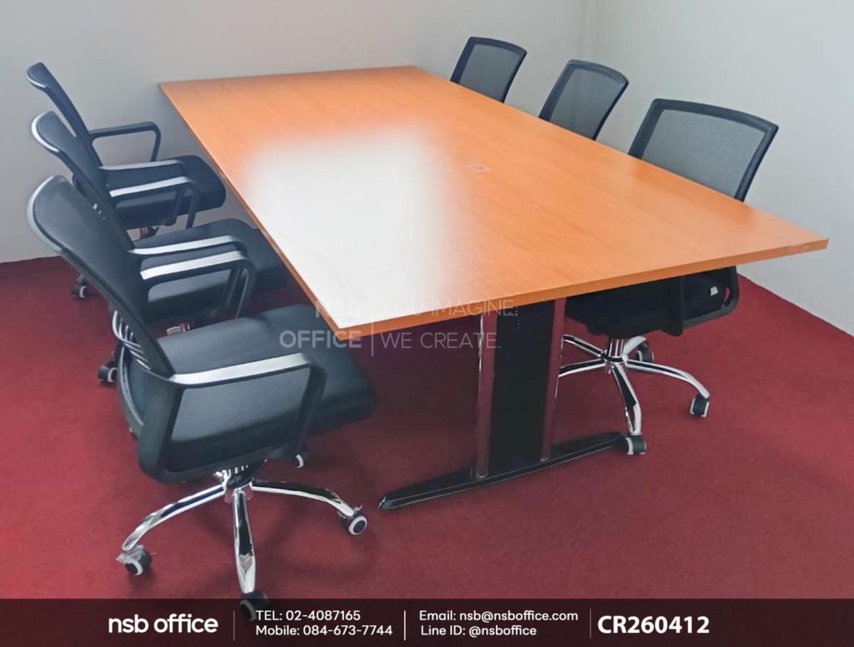 โต๊ะประชุมทรงสี่เหลี่ยมใช้งานคู่กันกับเก้าอี้สำนักงานหลังเน็ต