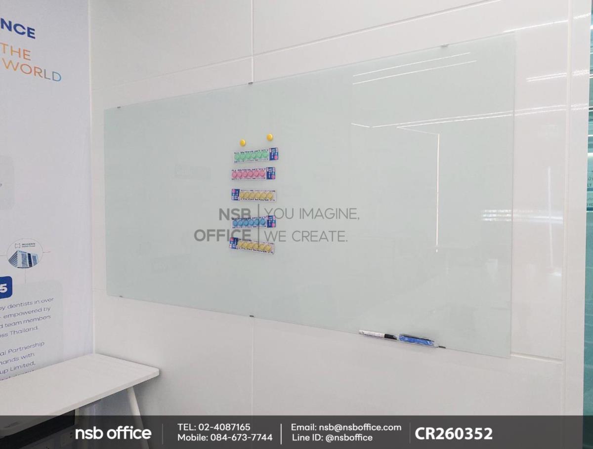 ไวท์บอร์ดกระจกแม่เหล็ก พร้อมถาดวางปากกา