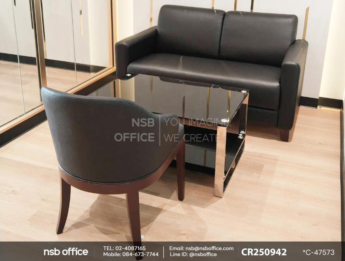 ชุดโซฟาอเนกประสงค์ 2 ที่นั่ง และโต๊ะกลางกระจกนิรภัยสีดำ