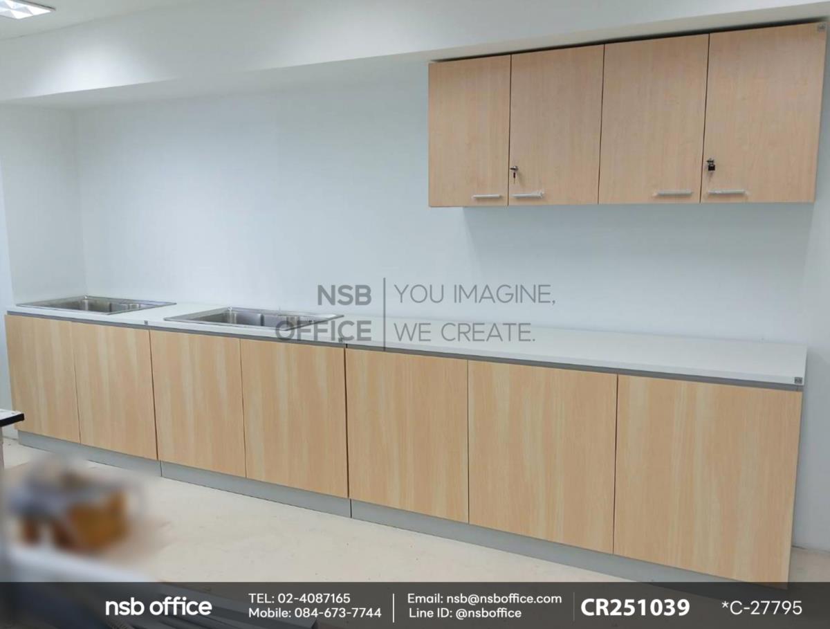 ตู้อ่างซิงค์สแตนเลส 1 หลุมใหญ่พิเศษเสริมการใช้งานด้วยตู้แขวนลอยบานเปิด