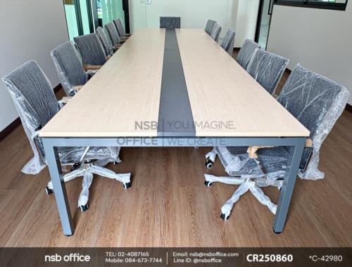 โต๊ะประชุมทรงสี่เหลี่ยมเสริมการใช้งานด้วยเก้าอี้สำนักงานหุ้มหนังเทียม