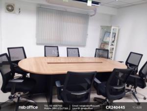 โต๊ะประชุมหัวโค้งสีคาปูชิโน่ใช้คู่กันกับ เก้าอี้สำนักงานหลังเน็ตมี lumbar support