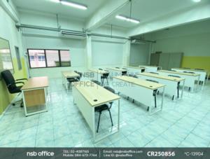 โต๊ะทำงานขาเหล็กเสริมการใช้งานด้วยเก้าอี้อเนกประสงค์ ขาเหล็กพ่นดำ