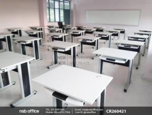 โต๊ะคอมพิวเตอร์เสริมด้วยเก้าอี้รับแขกหลังเน็ต ขาเหล็กชุบโครเมียม