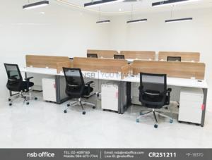 โต๊ะทำงานขาเหล็กเสริมมินิสกรีนและตู้เหล็กเก็บเอกสาร ใช้งานคู่กันกับเก้าอี้สำนักงานหลังเน็ต