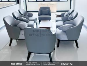 โซฟาพักผ่อนเสริมการใช้งานด้วย โต๊ะกลางไม้ยางพารา