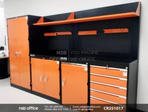 ชุดตู้เก็บเครื่องมือช่าง พร้อมแผ่นท็อปแผ่นชั้นและอุปกรณ์เสริม