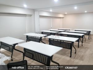 โต๊ะประชุมพับเก็บได้ล้อเลื่อน บังตาเหล็ก ที่วางของใต้ท็อป ล้อล็อกได้