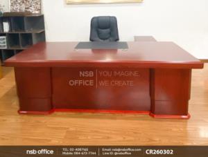 โต๊ะทำงานผู้บริหารตัวแอลพร้อมตู้ลิ้นชักล้อเลื่อน เสริมการใช้งานด้วยเก้าอี้ผู้บริหารหนังเทียม