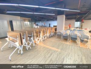 โต๊ะประชุมพับเก็บได้ล้อเลื่อนและเก้าอี้ผ้าตาข่ายหลังเน็ต