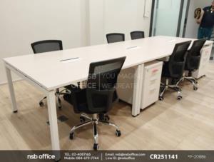 ชุดโต๊ะทำงานกลุ่มพร้อมลิ้นชักไม้ล้อเลื่อน ใช้งานคู่กันกับเก้าอี้สำนักงาน