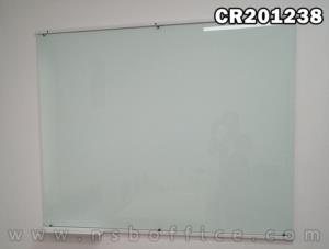 ไวท์บอร์ดกระจกนิรภัยพ่นสีขาว 150W cm (กระจกไม่ต้องเจาะรู ติดตั้งด้วยคิ้วเหล็กทำสี)