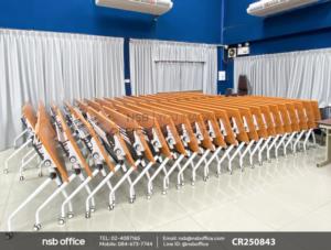 โต๊ะประชุมพับเก็บได้ล้อเลื่อน บังตาเหล็ก ล้อล็อกได้