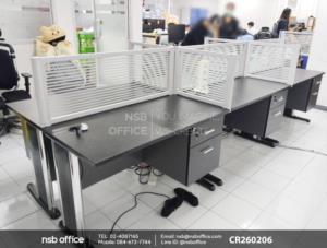 โต๊ะทำงาน 2 ลิ้นชักขาเหล็กตัวแอลเสริมการใช้งานด้วยมินิสกรีนกระจกขัดลายล้วน