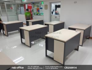 โต๊ะทำงาน 2 ลิ้นชัก บังตาไม้ ขาเหล็ก