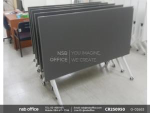 โต๊ะประชุมพับเก็บได้ล้อเลื่อน ล้อล็อกได้เสริมการใช้งานด้วยเก้าอี้อเนกประสงค์เฟรมโพลี่