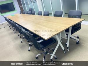 โต๊ะประชุมพับเก็บได้ล้อเลื่อนใช้งานคู่กับเก้าอี้สำนักงานหลังเน็ต