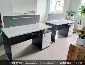 โต๊ะทำงาน 2 ลิ้นชักเสริมมินิสกรีนหุ้มผ้าแบบเจาะท็อปโต๊ะ เพิ่มความเป็นส่วนตัว