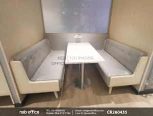 โต๊ะบาร์หน้าเมลามีน ขาสแตนเลสจานกลมแบน