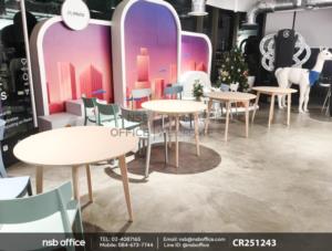 โต๊ะกลมไม้ยางพารา top ลามิเนต HPL