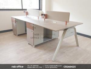 โต๊ะทำงานกลุ่มพร้อมมินิสกรีนและตู้เก็บของ