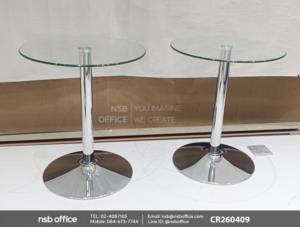 โต๊ะกลมหน้ากระจก โครงขาเหล็กชุบโครเมี่ยม